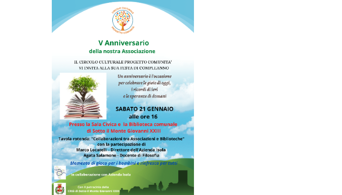 Anniversario Circolo Culturale Progetto Comunità A.P.S. di Sotto il Monte Giovanni XXIII