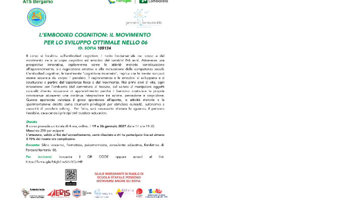 immagine di L’EMBODIED COGNITION: IL MOVIMENTO PER LO SVILUPPO OTTIMALE NELLO 06 - ID SOFIA 105134
