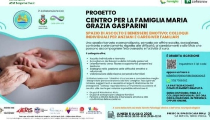 immagine di Spazio d'ascolto e benessere emotivo riservato alle persone anziane e ai caregiver familiari