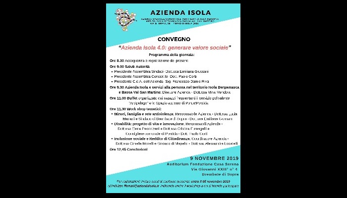CONVEGNO “Azienda Isola 4.0: generare valore sociale”